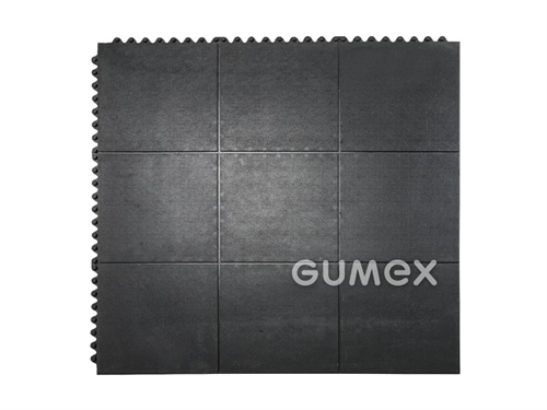 Protiúnavová spojovacia protišmyková dlaždica SOLID FATIGUE STEP, hrúbka 18mm, 900x900mm, NR-NBR (čiastočne odolná olejom a tukom), -20°C/+130°C, čierna